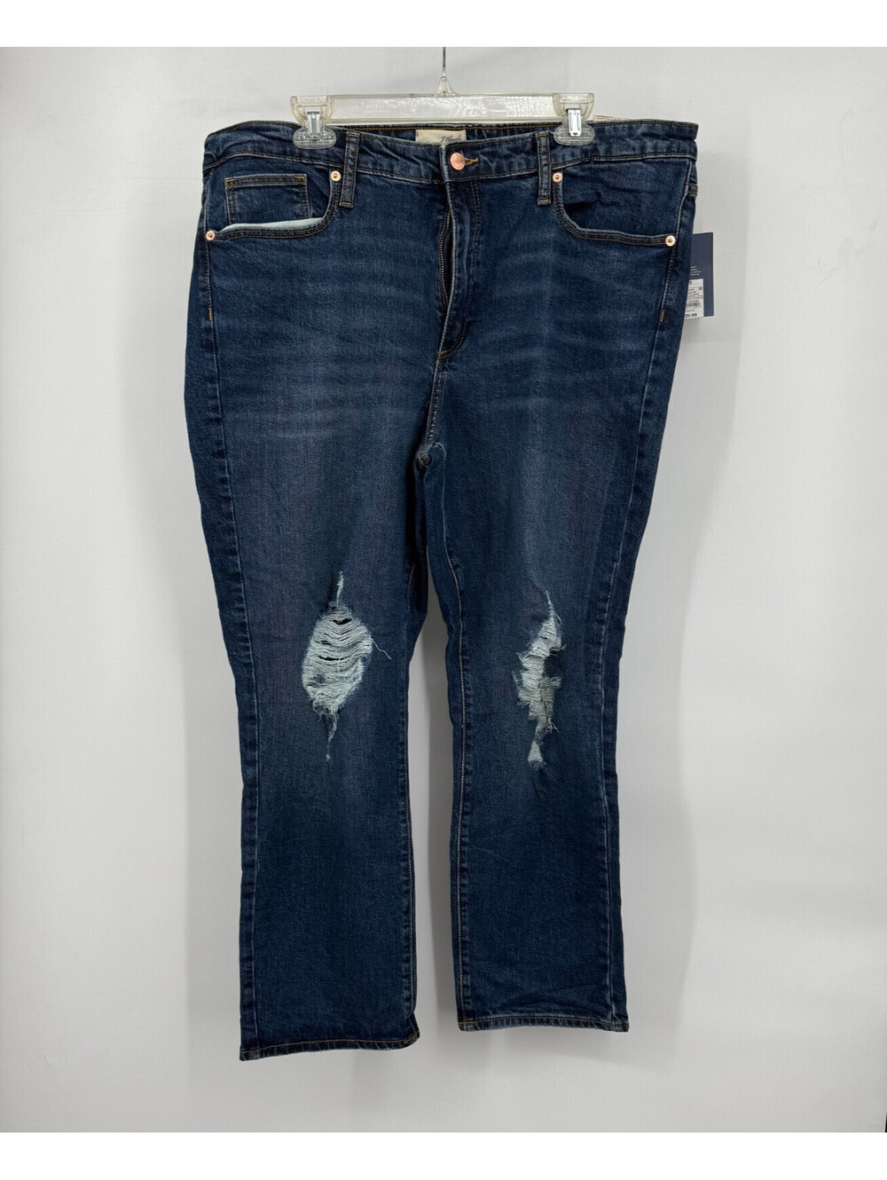 Target High-Rise Straight Dark Blue Distressed Jeans Size 18